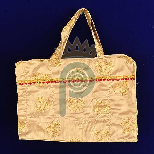 Handmade Golden Silk Tote Bag