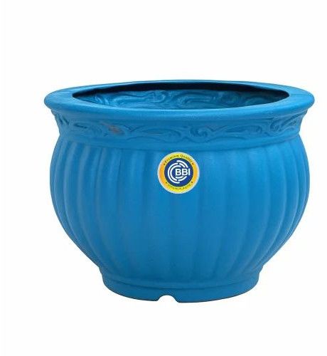 Blue Matki Shape Plastic Pot