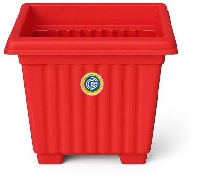 Plastic Red Square Flower Pot
