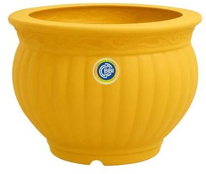 Yellow Matki Shape Plastic Pot