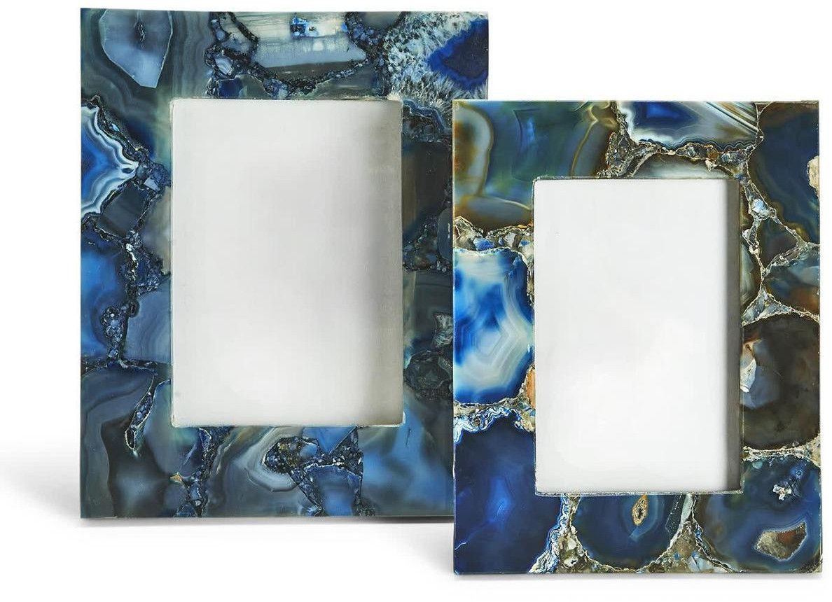 Blue Agate Slice Marble Photo Frame