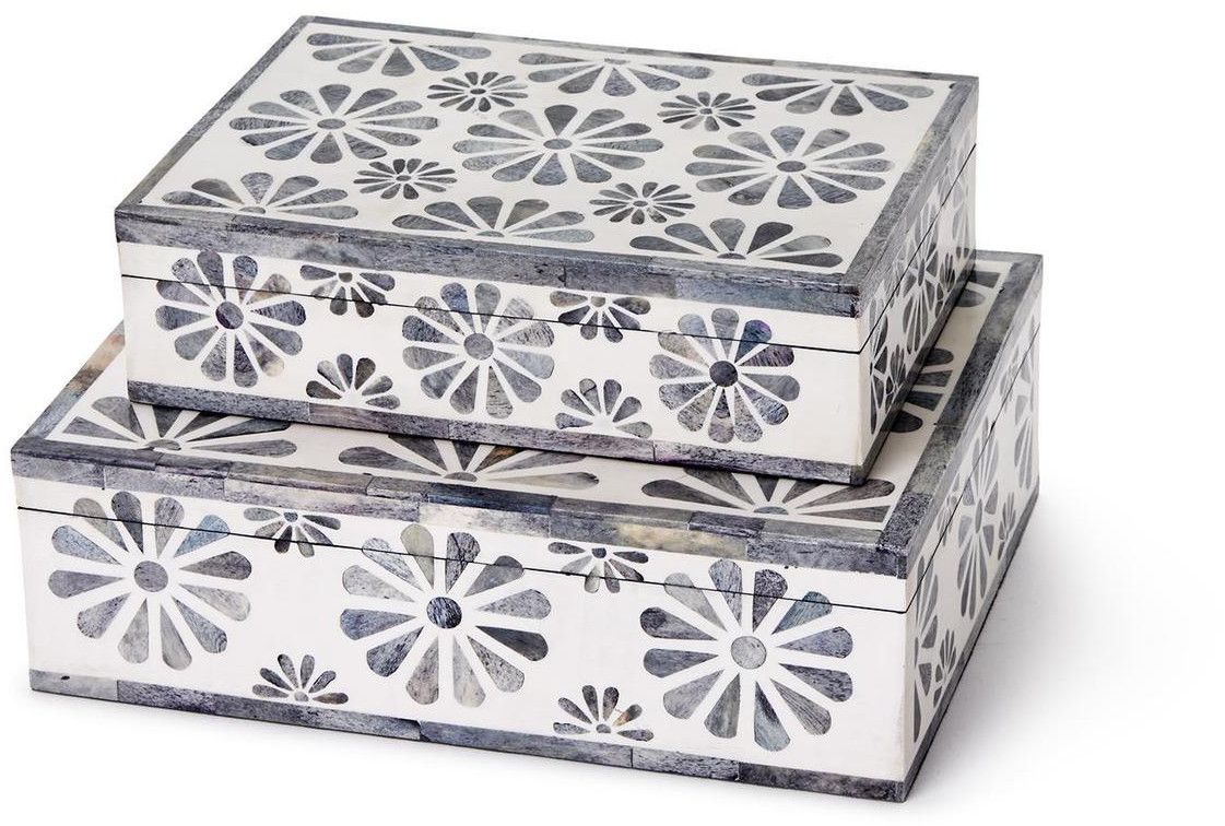 Bone & Resin Floral Mosaic Organizer Box