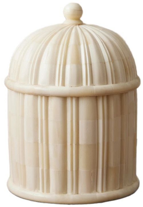 Bone Finish Dome Lidded Organizer Box