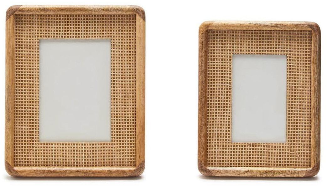 Decorative Wooden Rattan Photo Frame Set