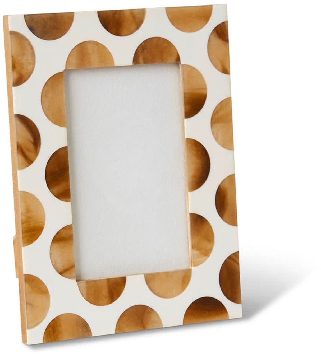 White Resin Frame with Brown Dot Inlay