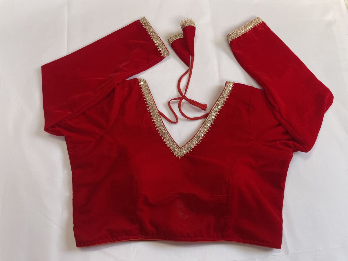 Party Wear Velvet V Neck Blouse