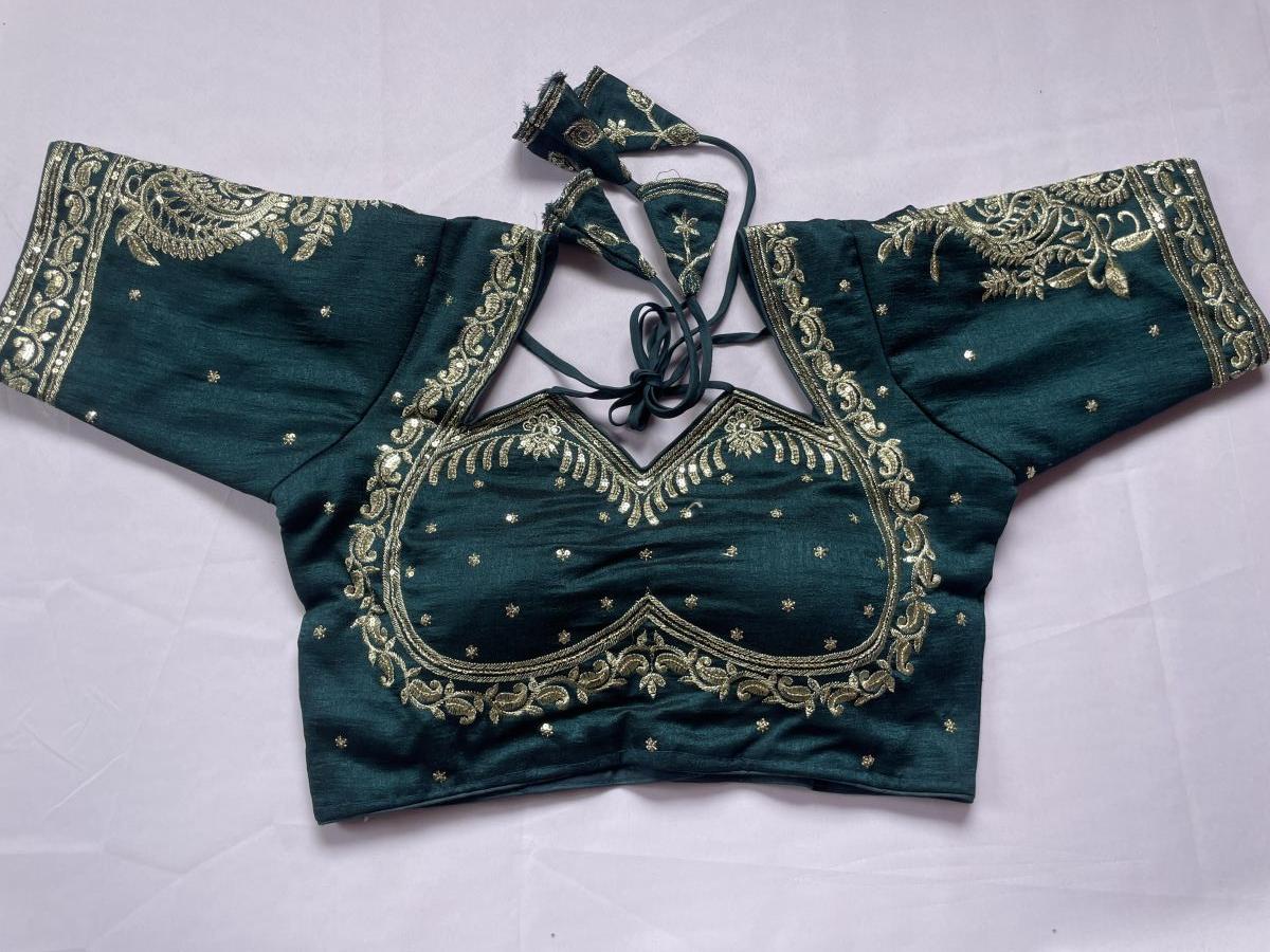 Green Bridal Heavy Embroidery Blouse