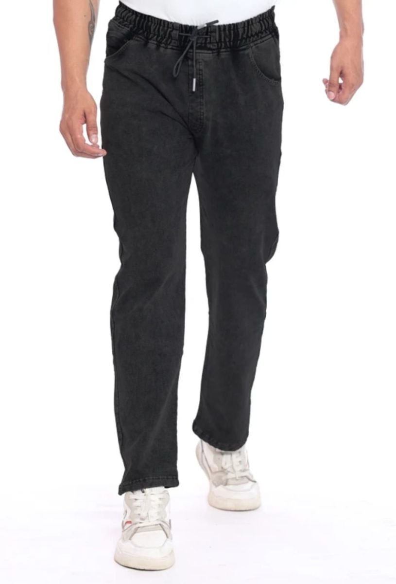 Black Men Denim Trackpant