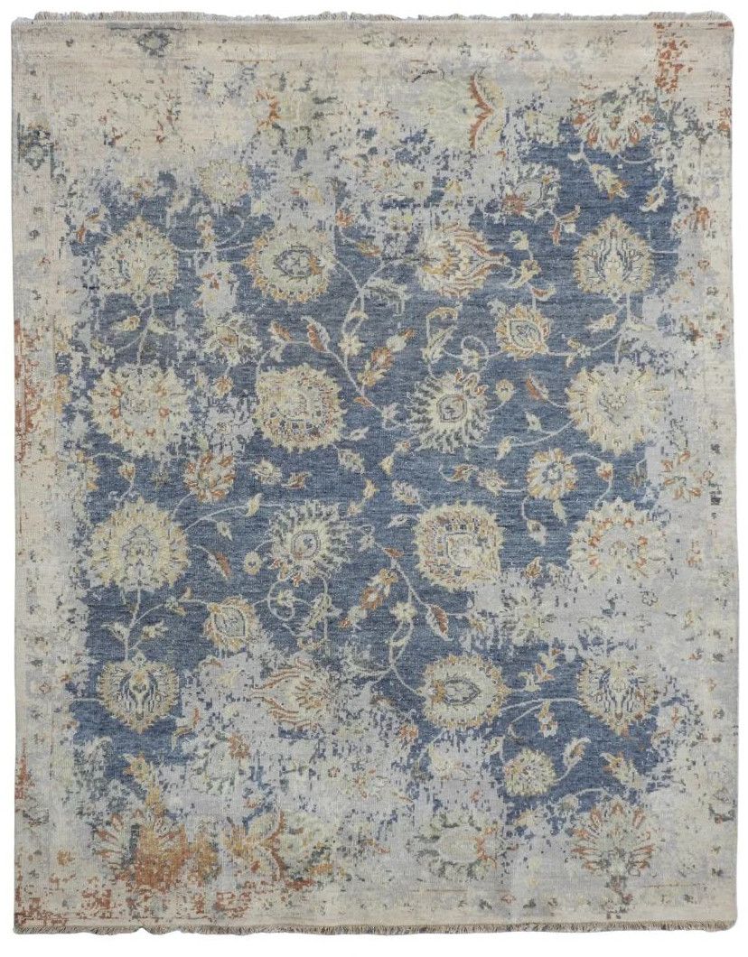 Saaj Traditional Abstract Hand Knotted Multi Blue Carpet