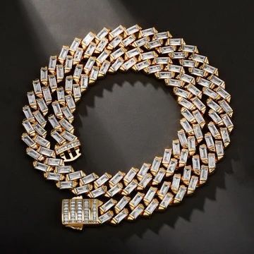 Luxury Gold Moissanite Diamond Cuban Chain