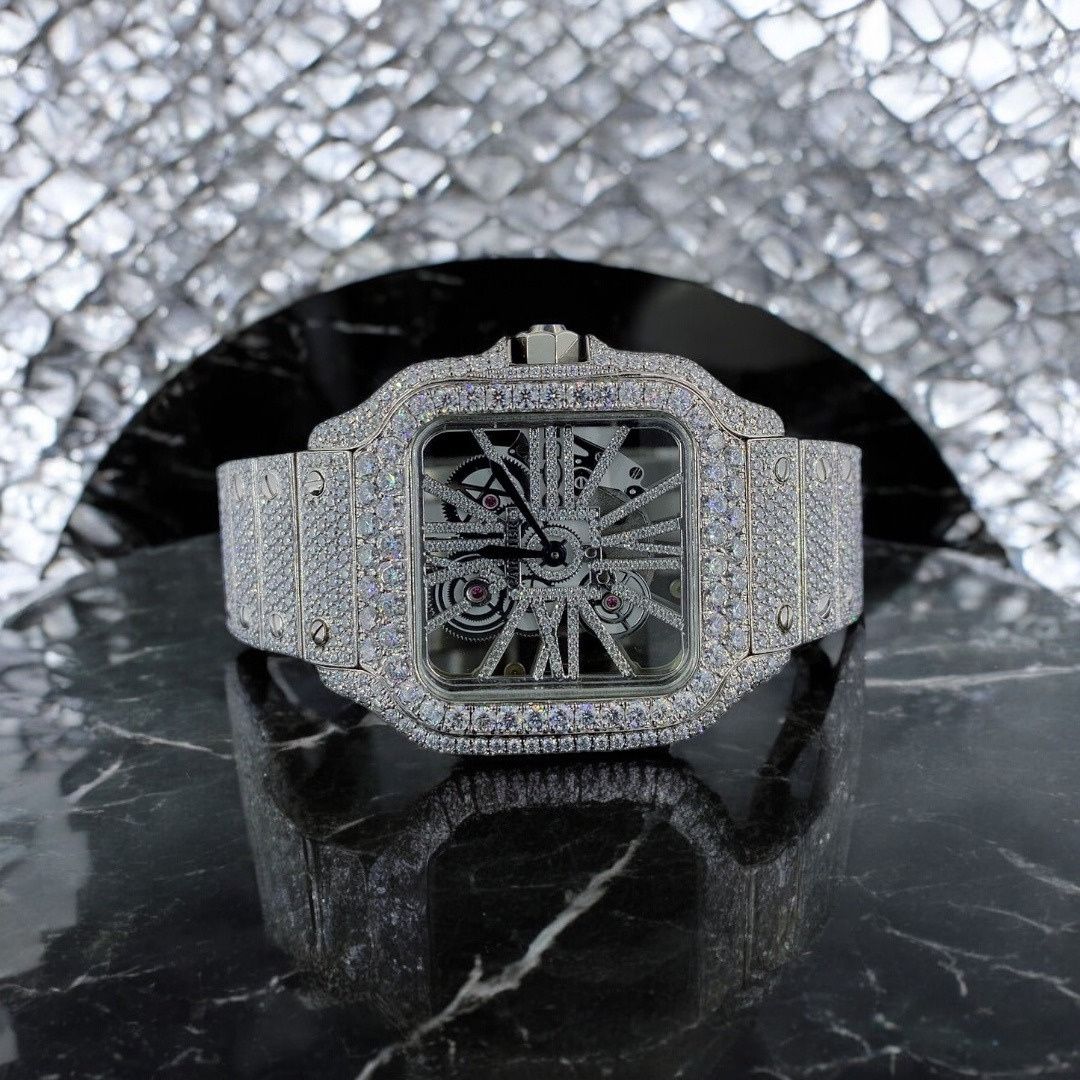 Rich Look Moissanite Diamond Studded Watch