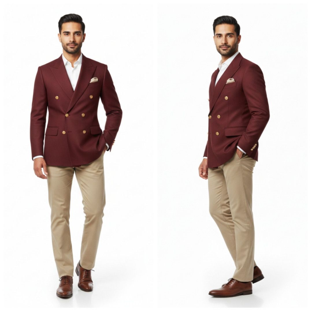 Mens Cotton Stylish Party Wear Maroon Blazer