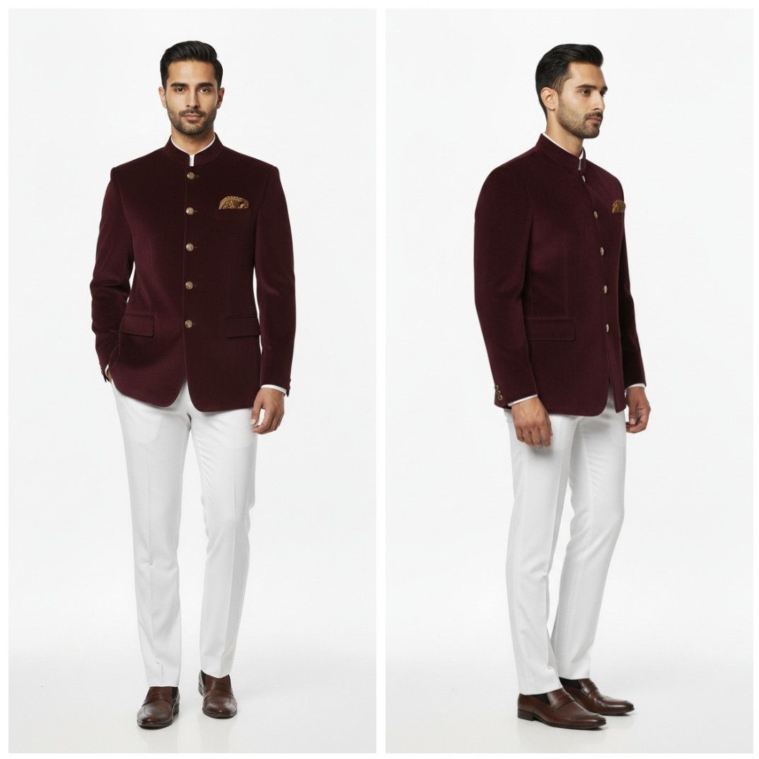 Mens Party Wear Maroon Velvet Blazer