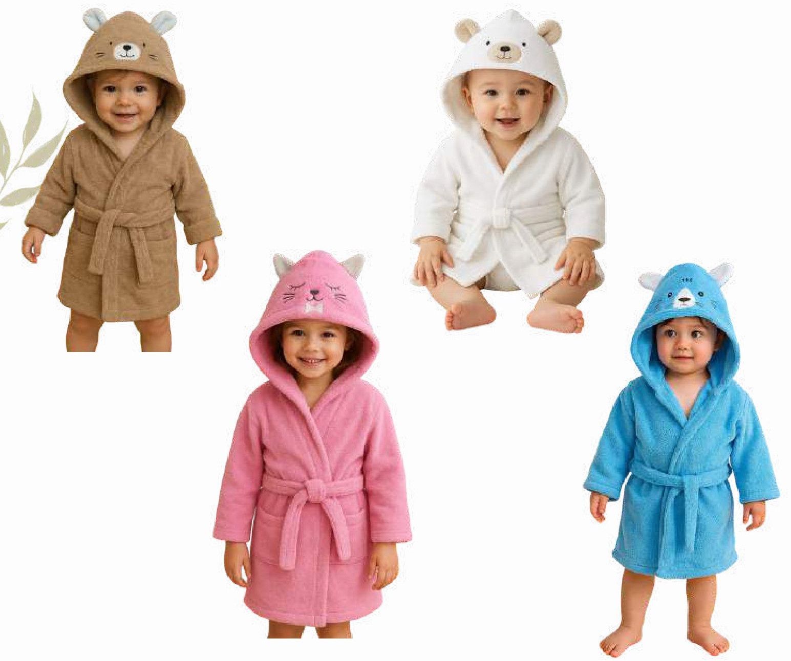 1 to 3 Year Girls Terry Hooded Bathrobe