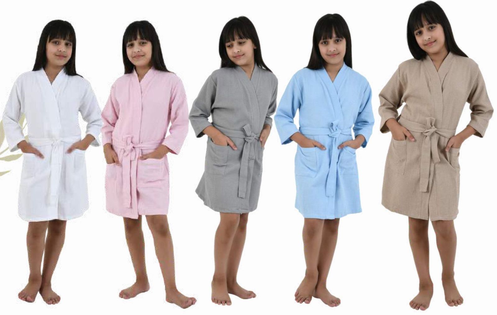 11 to 14 Year Girls Waffle Kimono Bathrobe