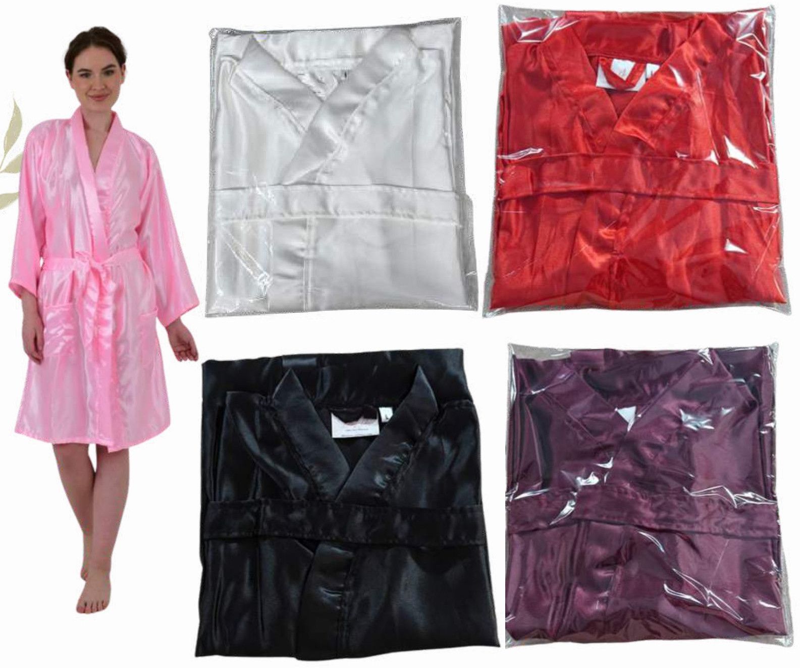 Ladies Plain Satin Bathrobe