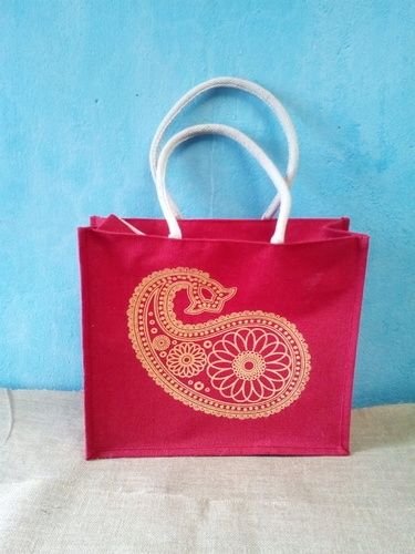 Ethnic Golden Motif Jute Bag
