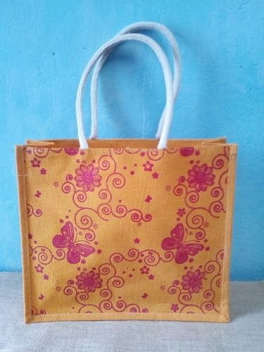 Floral Butterfly Printed Jute Bag