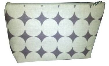 Geometric Print Jute Zipper Utility Pouch