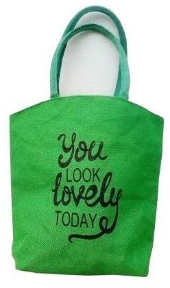 Green Quote Printed Jute Tote