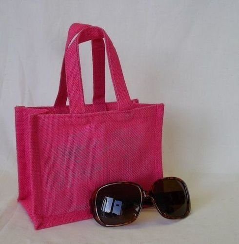 Pink Jute Mini Carry Tote Bag
