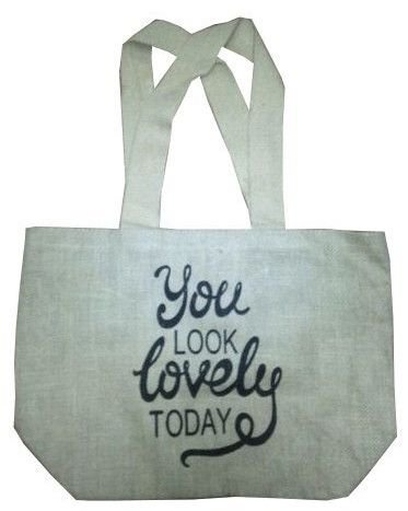 Printed Quote Jute Shoulder Bag