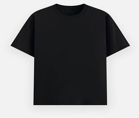 Black Poly Cotton Round Neck Unisex T-Shirt