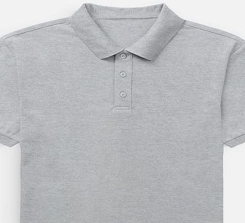 Mens Grey Melange Cotton Polo T-Shirt