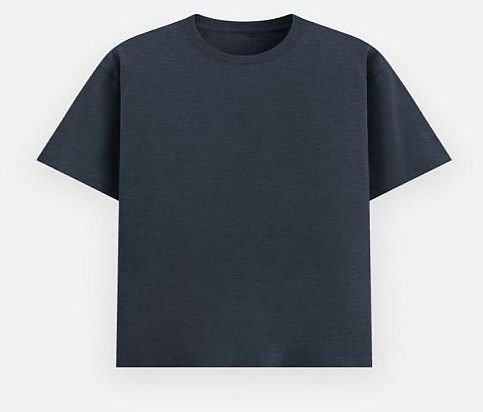 Navy Melange Poly Cotton Round Neck Unisex T-Shirt