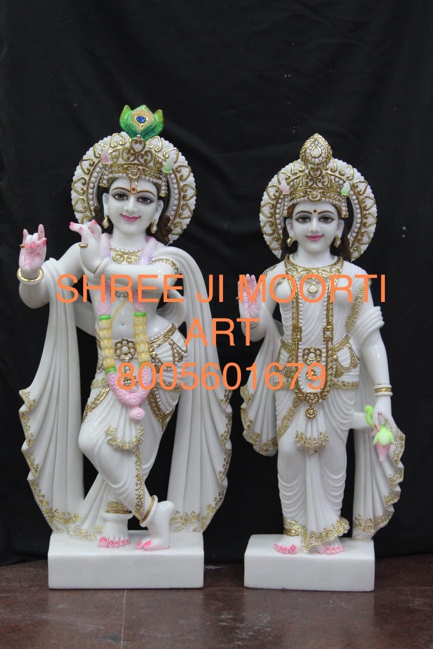 Handmade Marble Radha Krishna Statue