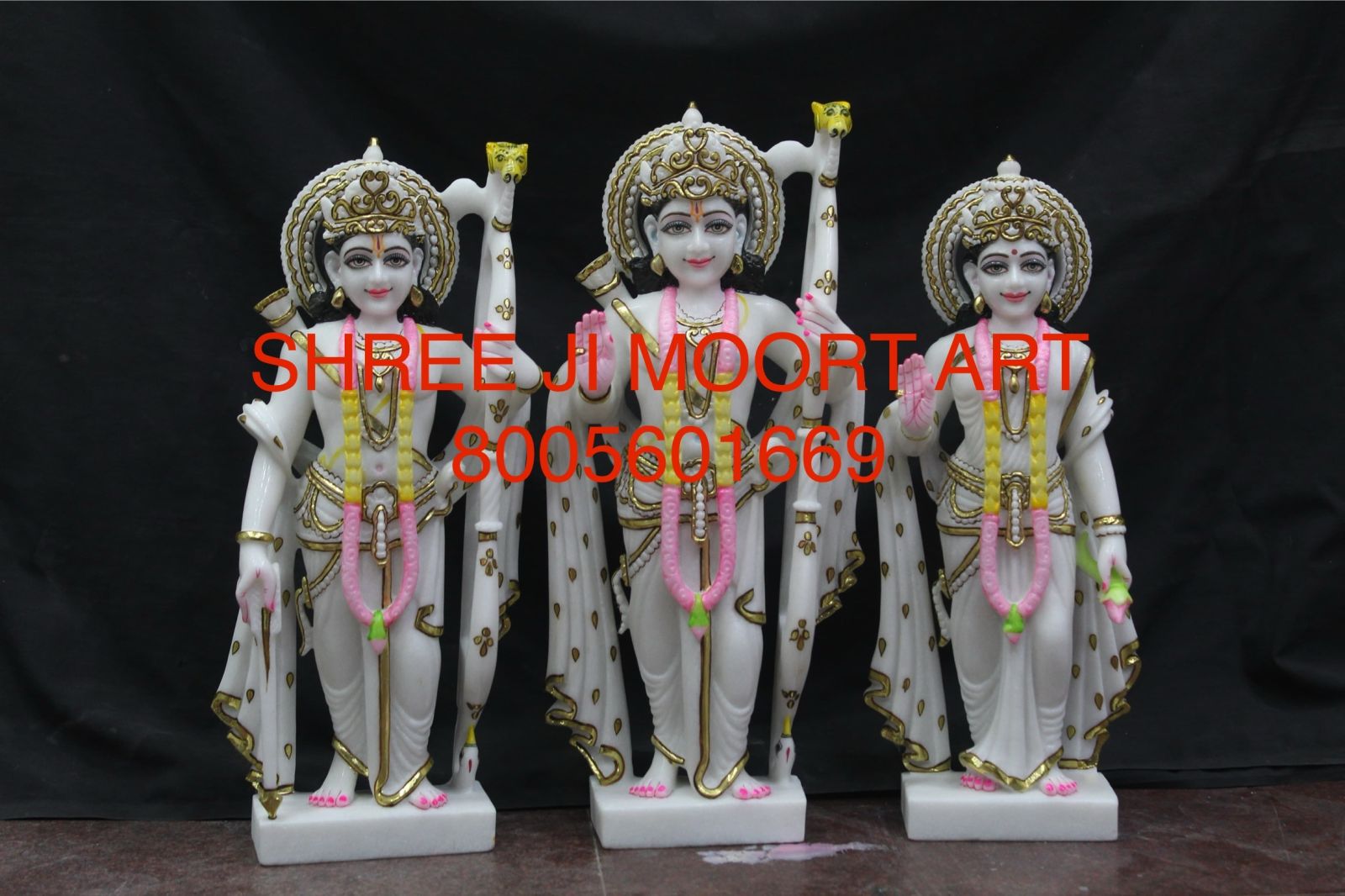 Multicolor Painted Marble RAM Darbar Statue