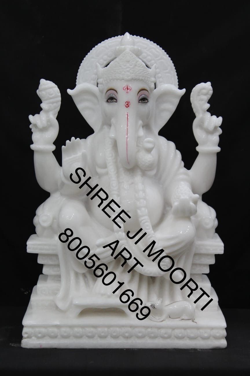 White Lord Ganesha Marble Statue