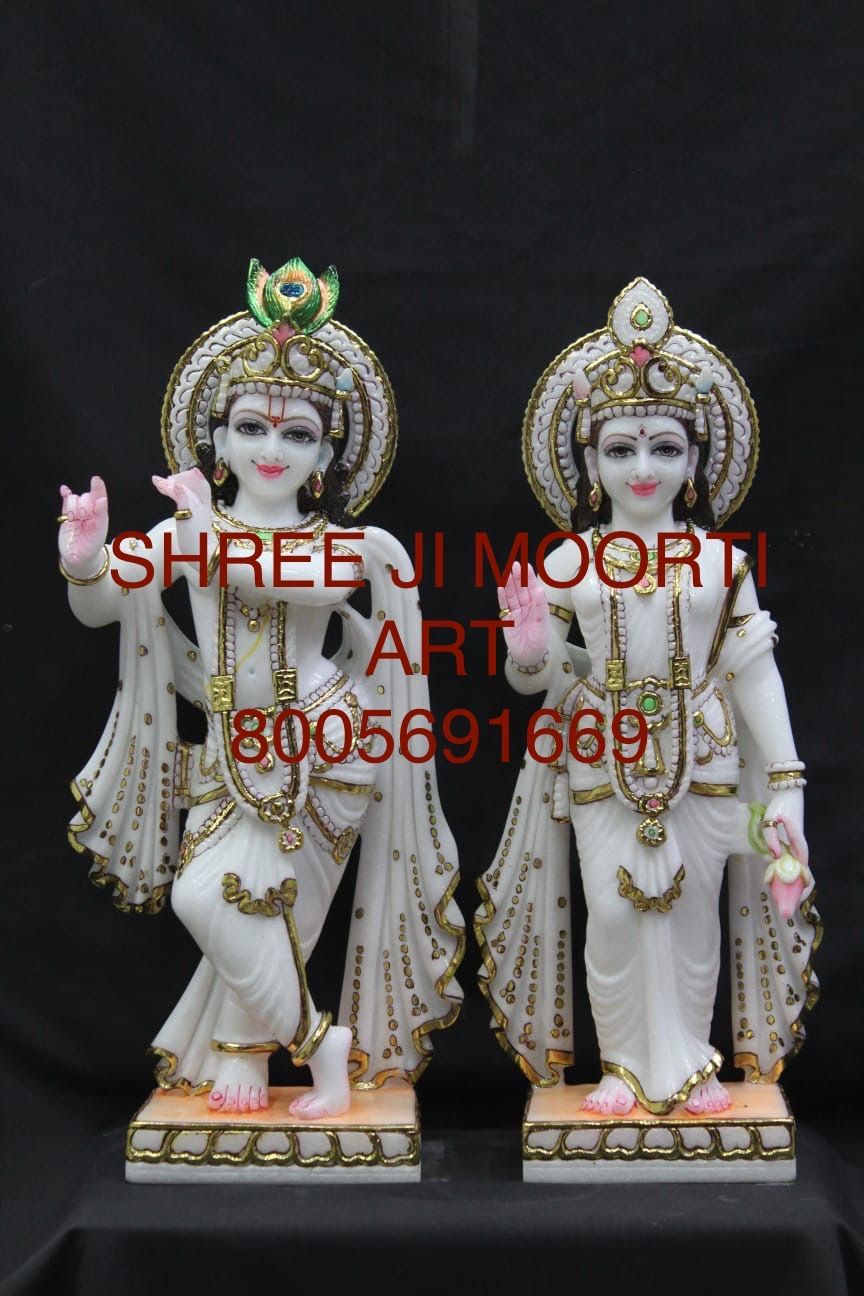 White Marble Radha Krishna Statue