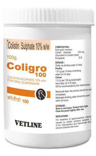Coligro 100mg Colistin Sulphate 10% Water Soluble Powder
