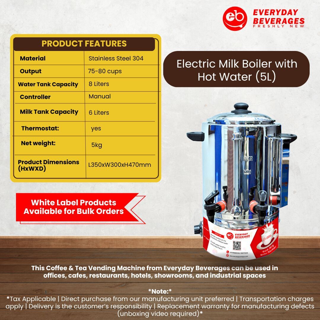 Electric Milk Boiler with Hot Water 5L