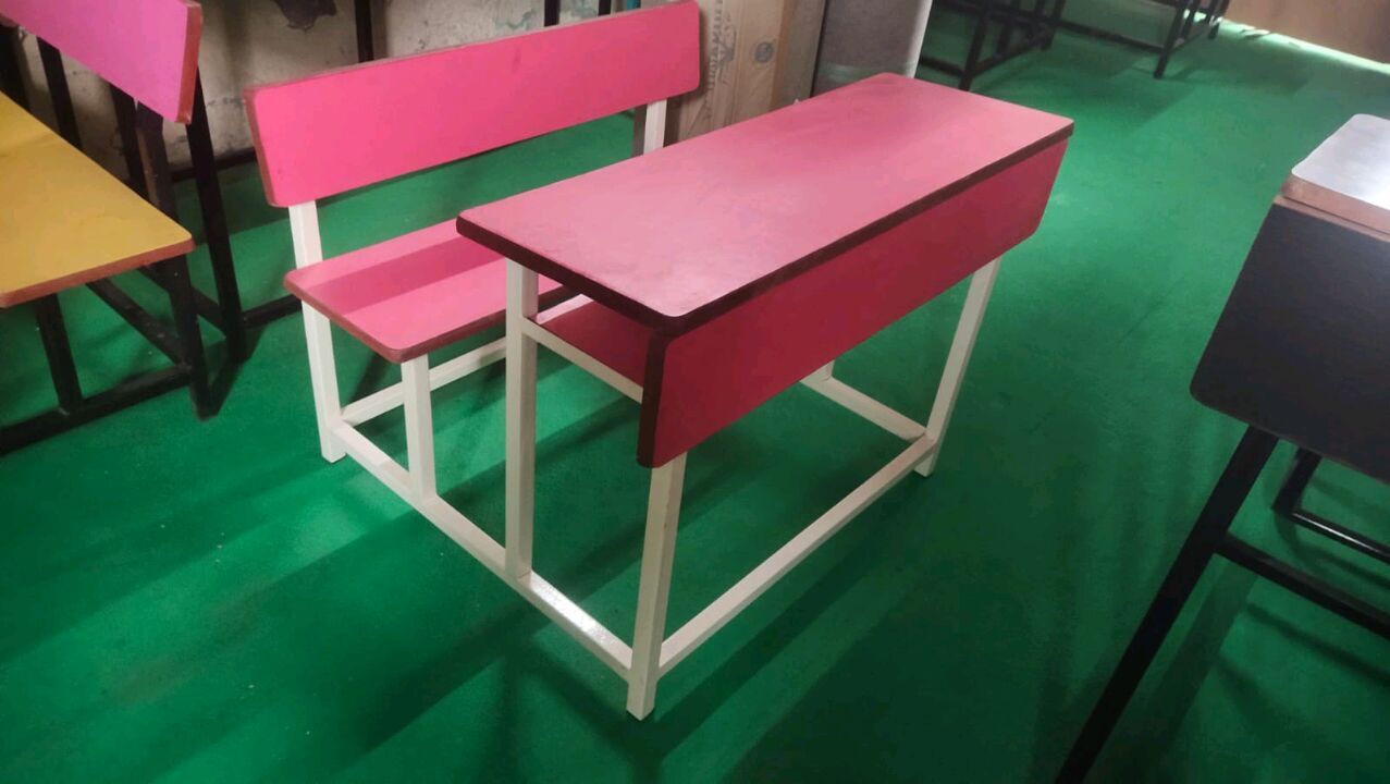 Pink Dual Seater Matt Finish Classroom Bench