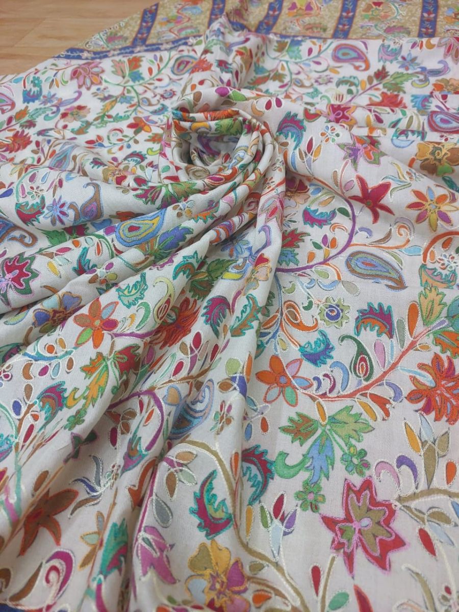 Ladies Kalamkari Motif Fine Wool Shawl