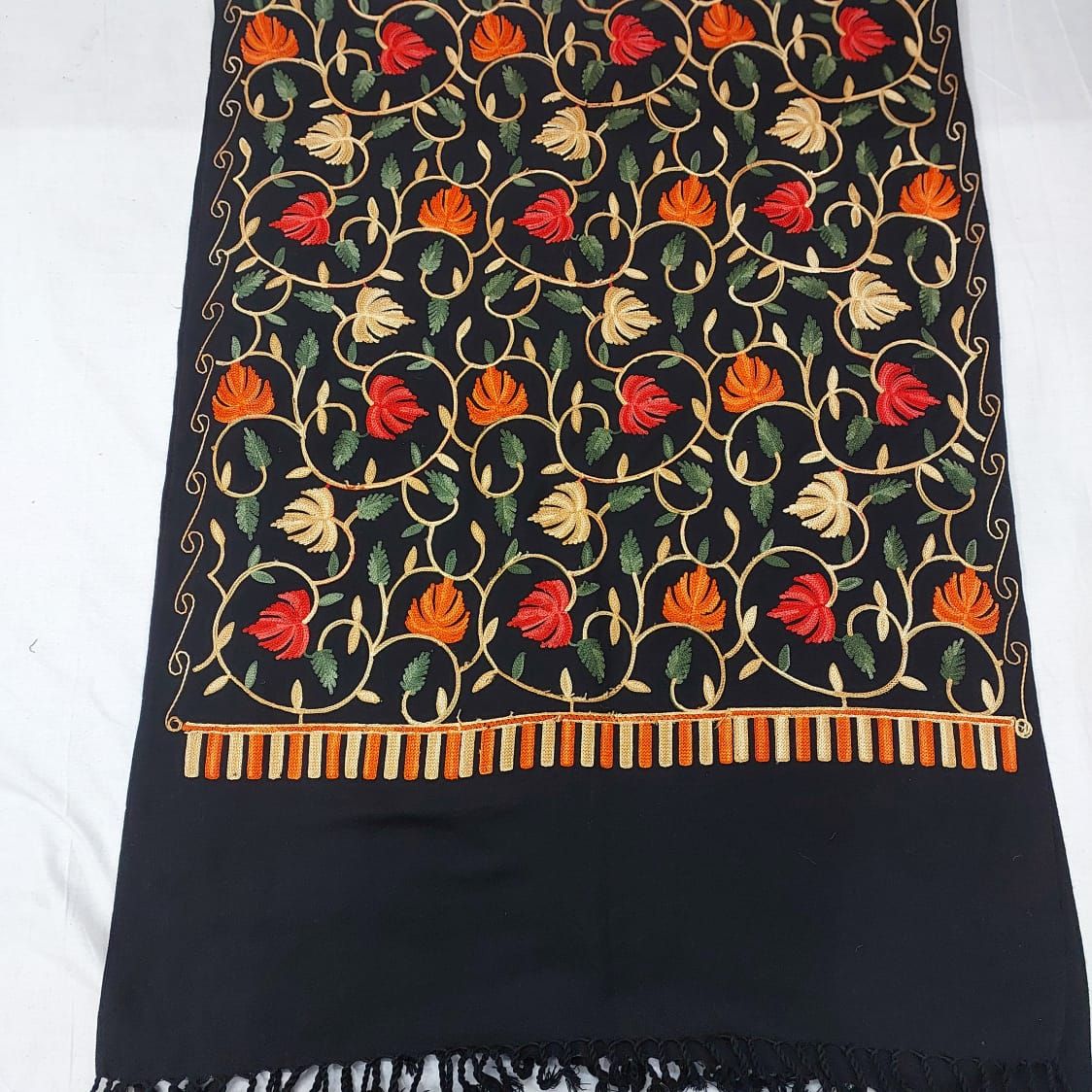 Ladies Striped Floral Cashmilon Aari Stoles