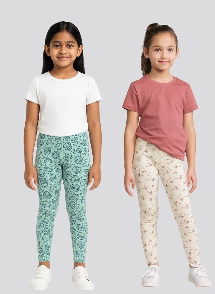 Kids Cartoon & Nature Print Legging Set