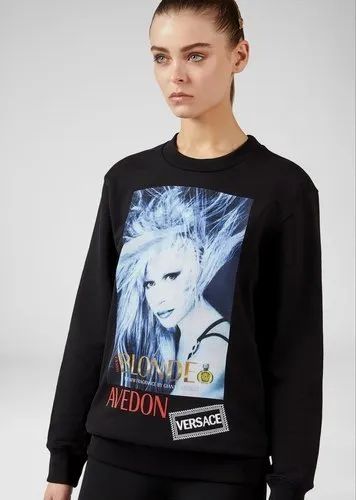 Ladies Black Graphic Blonde Print Sweatshirt