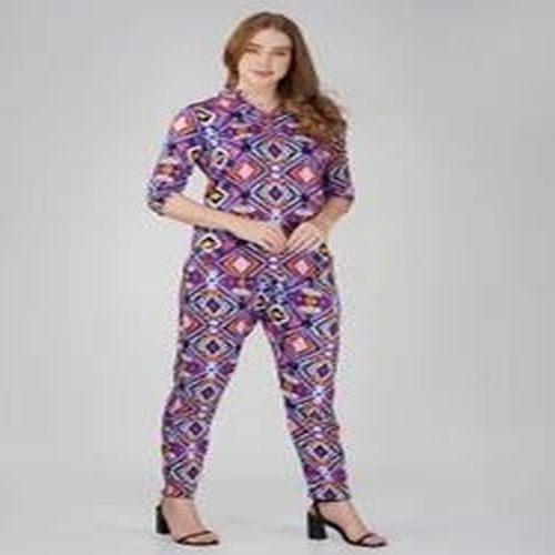Ladies Multicolor Diamond Print Co-Ord Set