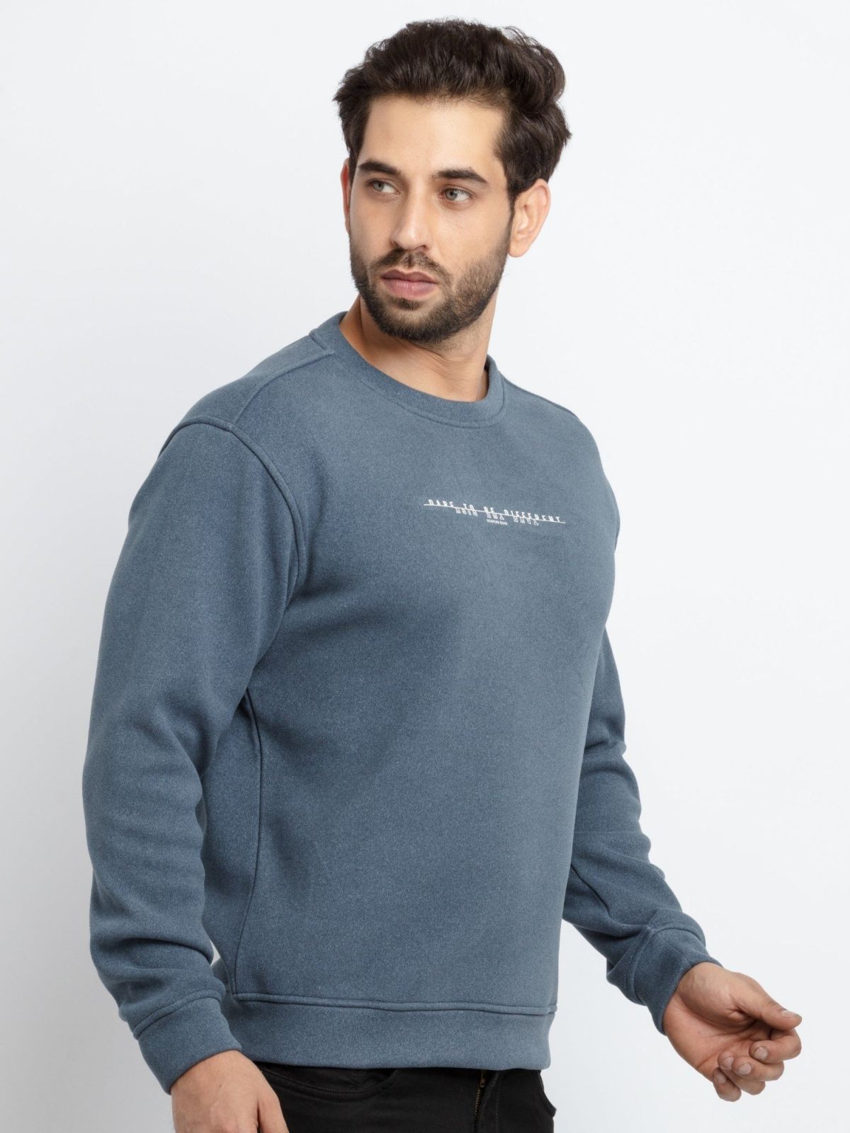 Mens Blue Minimalist Print Jumper