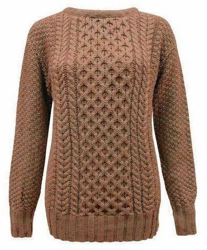 Mens Brown Textured Cable Knit Sweater