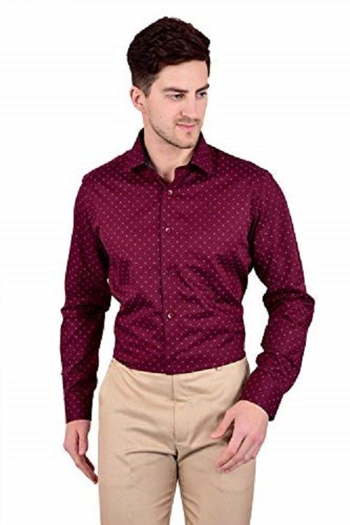 Mens Maroon Printed Resort Wear Shirt