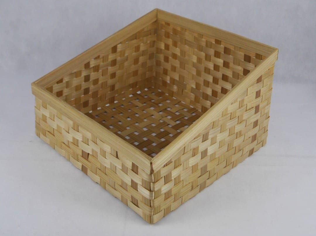 Bamboo Check Weave Storage Basket