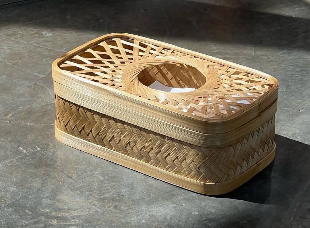 Bamboo Oval Slot Tissue Box Cover