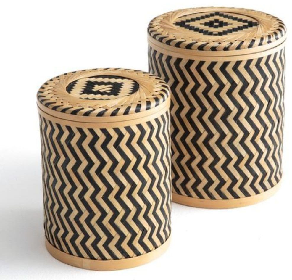 Bamboo Zigzag Lid Storage Container Set