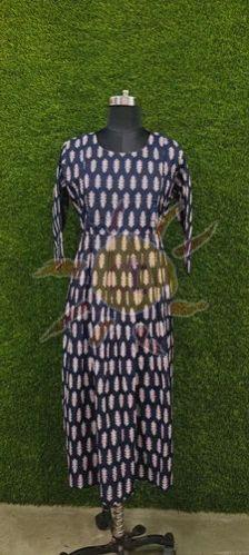 Ladies Black Cotton Printed Anarkali Kurti