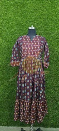 Ladies Maroon Printed Anarkali Kurti