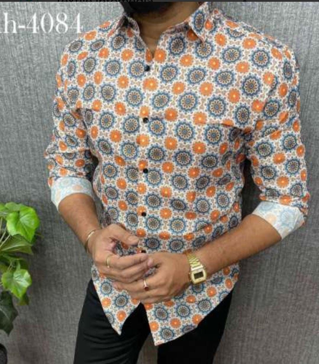 Mens Full Sleeves Jaipuri Print Shirt